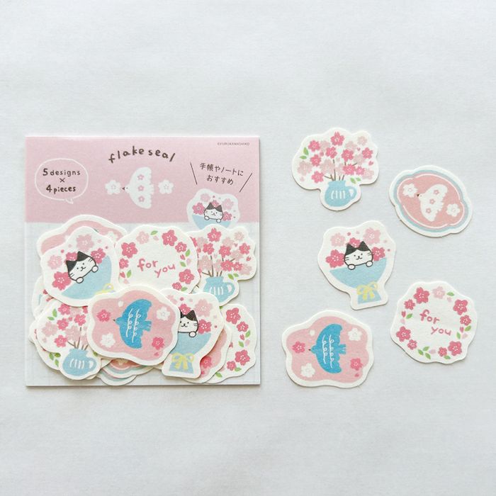 Spring Limited Flake Stickers - Cherry Blossom Cat