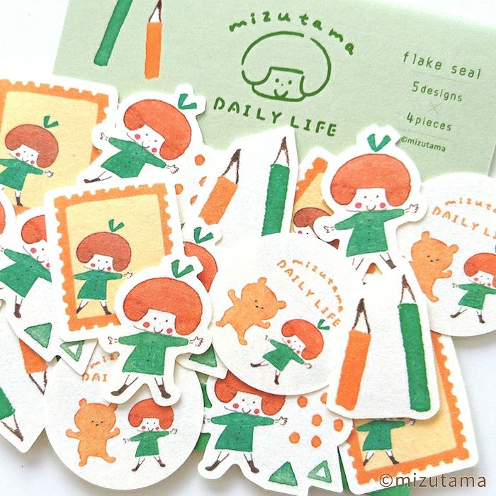 mizutama Limited Edition Flake Stickers - Happy Stationery