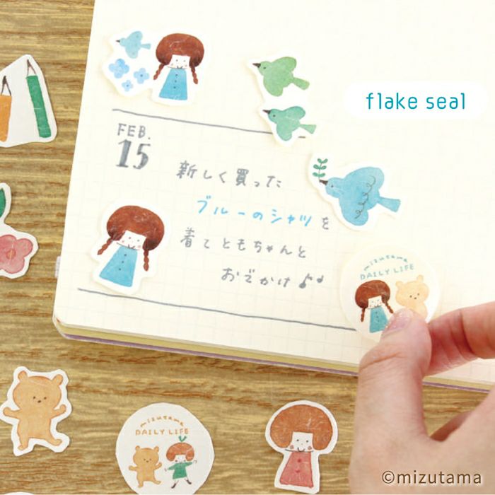 mizutama Limited Edition Flake Stickers - Happy Blue Bird