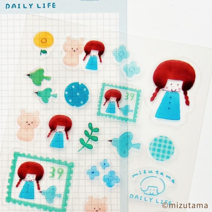 mizutama Limited Edition Stickers - Happy Blue Bird