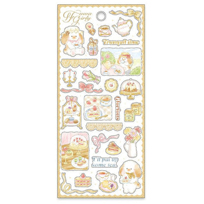 Mind Wave / Animal Stickers - Dog's Tea Time