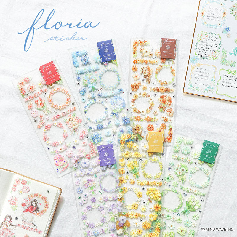 Mind Wave / Floria Stickers - Green Flowers