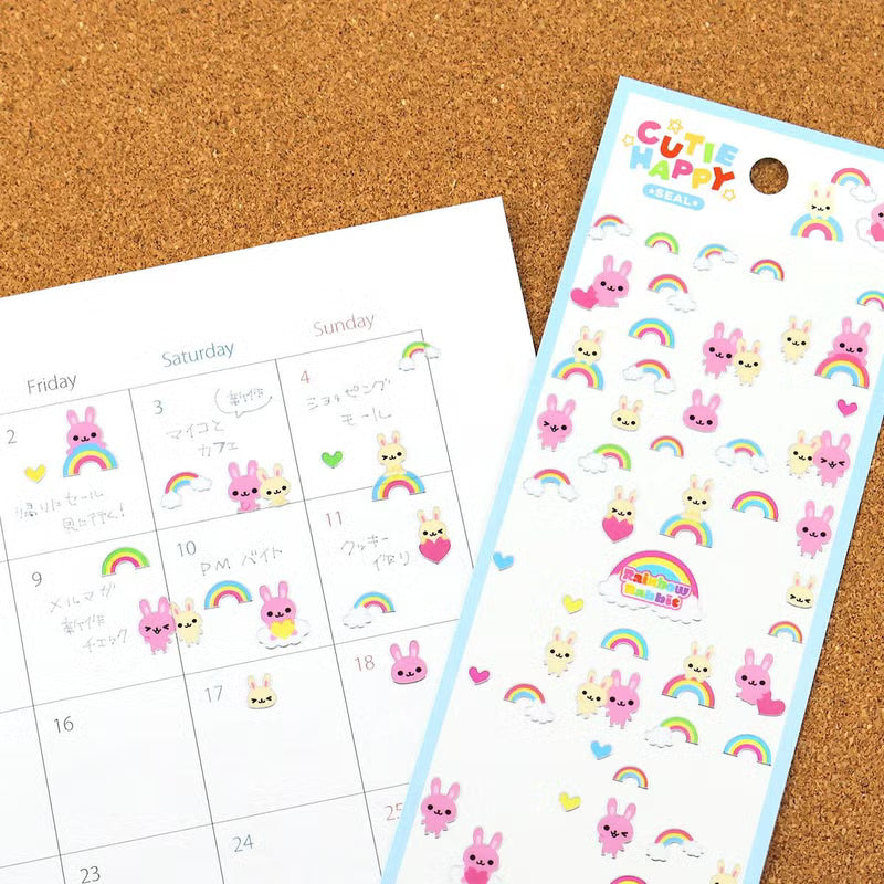 Mind Wave / Cutie Happy Stickers - Rainbow Bunny