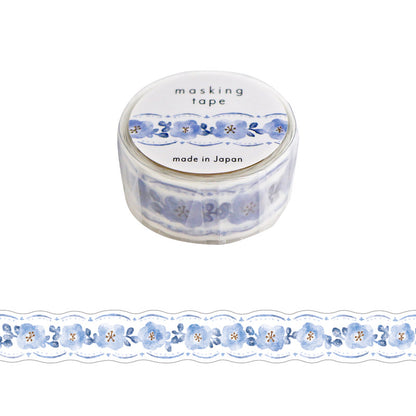 Mind Wave / Die-cut Washi Tape - Blue Flowers