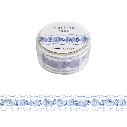 Mind Wave / Die-cut Washi Tape - Blue Flowers