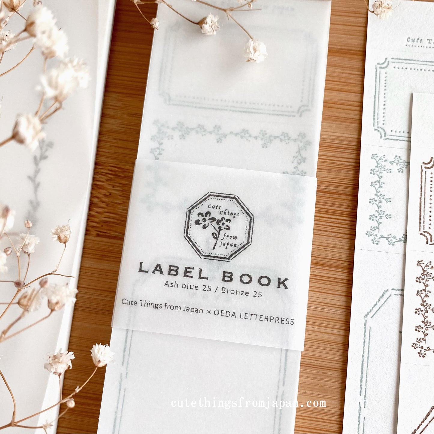 CTFJ x Oeda Letterpress 3 Patterns Label Book - Ash Blue & Bronze