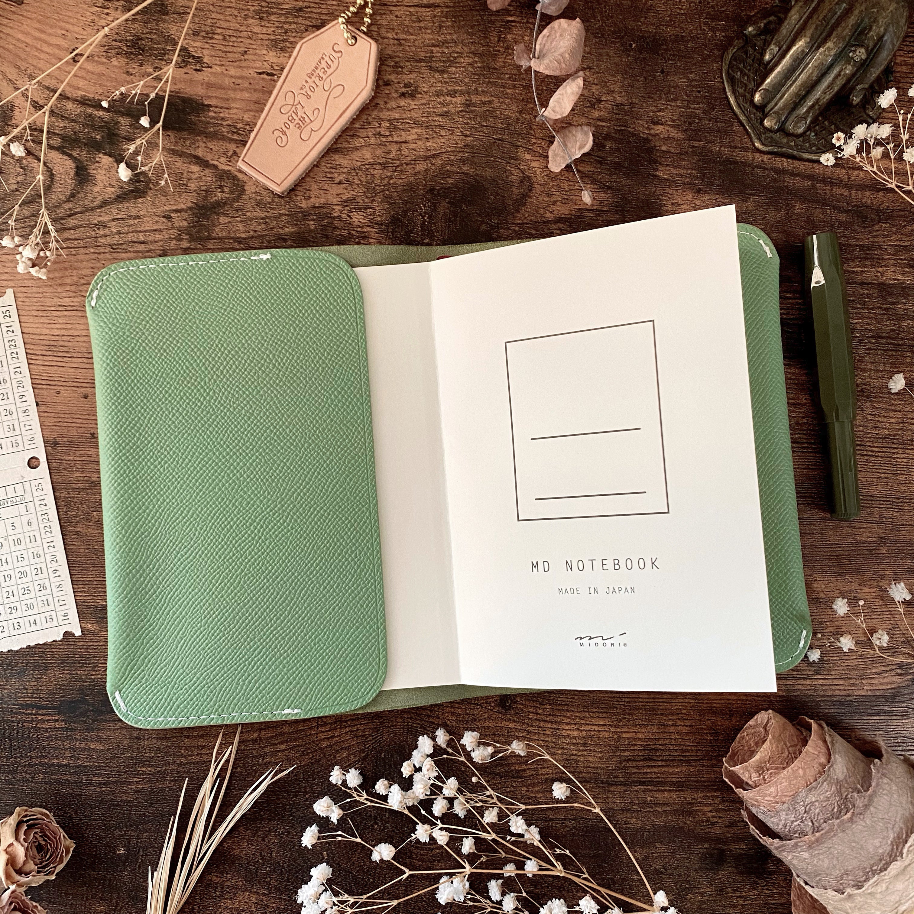 Limited Edition / The Superior Labor / Calf Leather Notebook Cover (A6) - Green