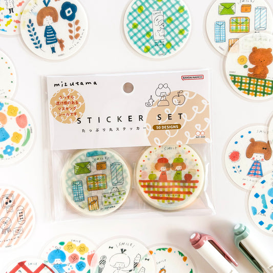 mizutama / Limited Edition / Circle Flake Stickers (beige / 50 different stickers)