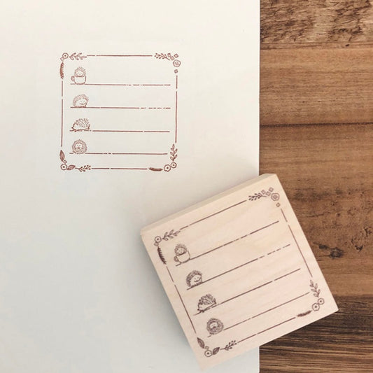 Square Rubber Stamp - Hedgehog To-do list