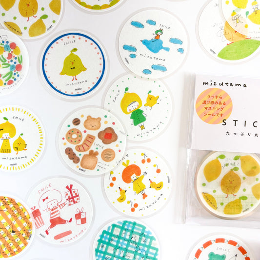 mizutama / Limited Edition / Circle Flake Stickers (orange / 50 different stickers)