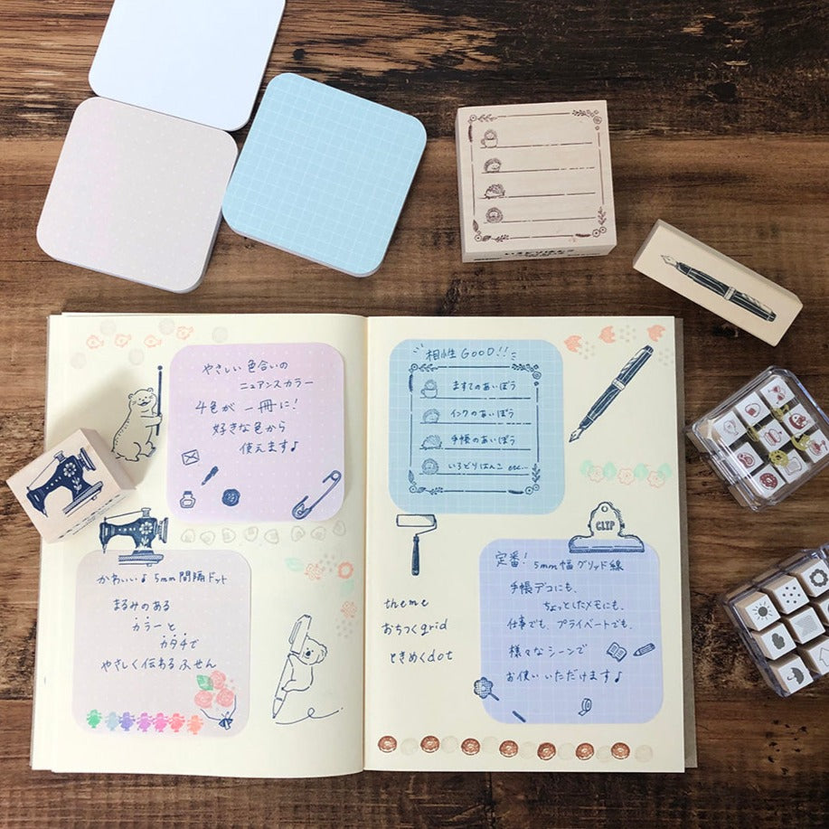 Coner Notes Round Corner Sticky Notes - Cozy Grid – Cute Things from Japan