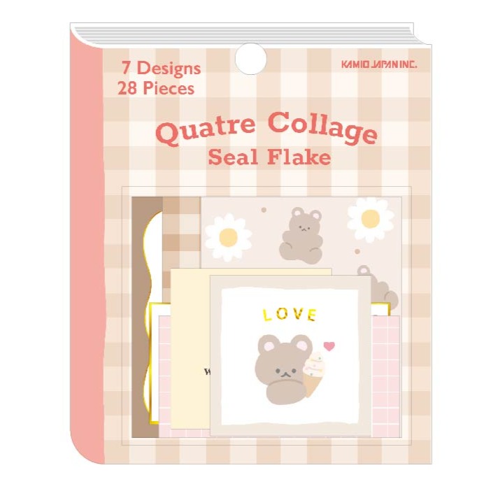 Collage Flake Stickers - Happy Bear