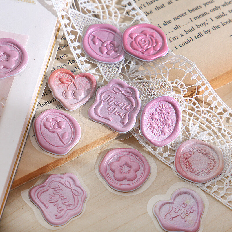 Sealing Wax Flake Stickers - Red
