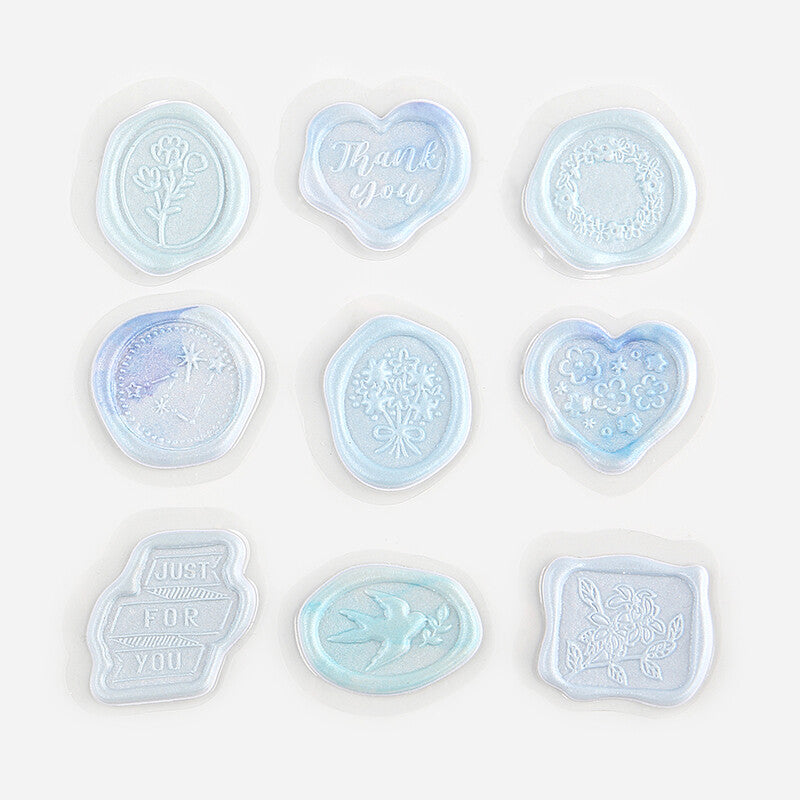 Sealing Wax Flake Stickers - Blue