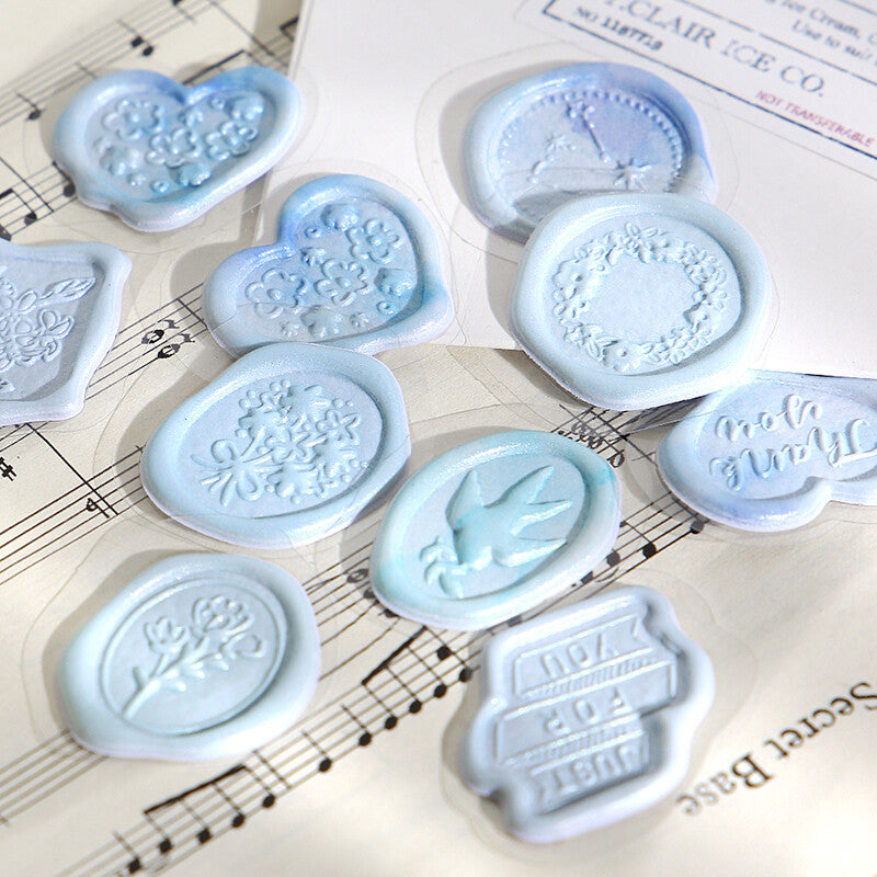 Sealing Wax Flake Stickers - Blue