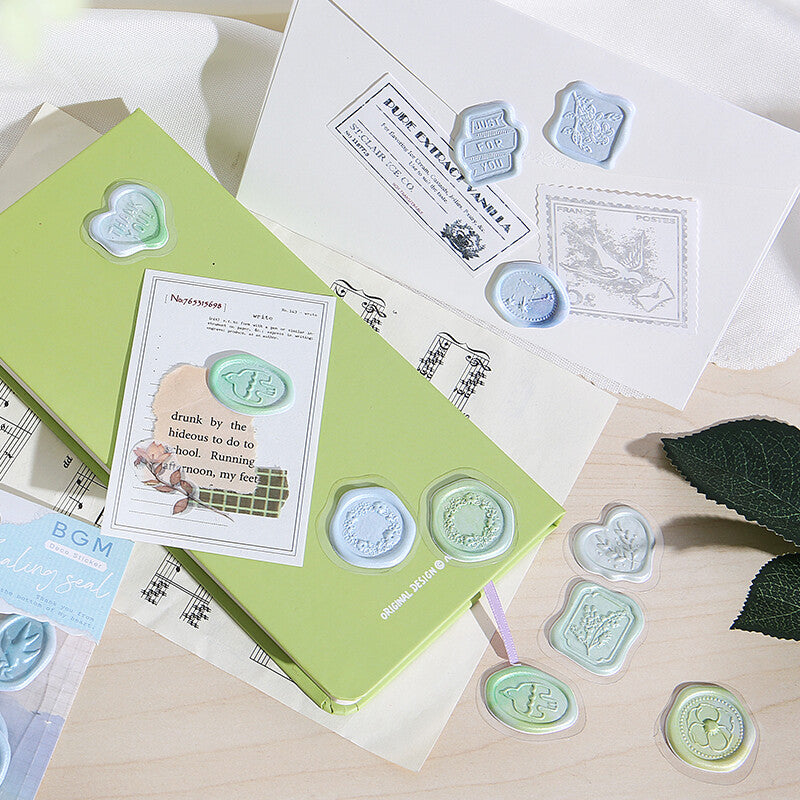 Sealing Wax Flake Stickers - Blue