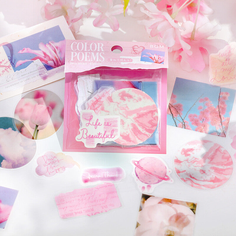 Colorful Life Flake Stickers - Pink