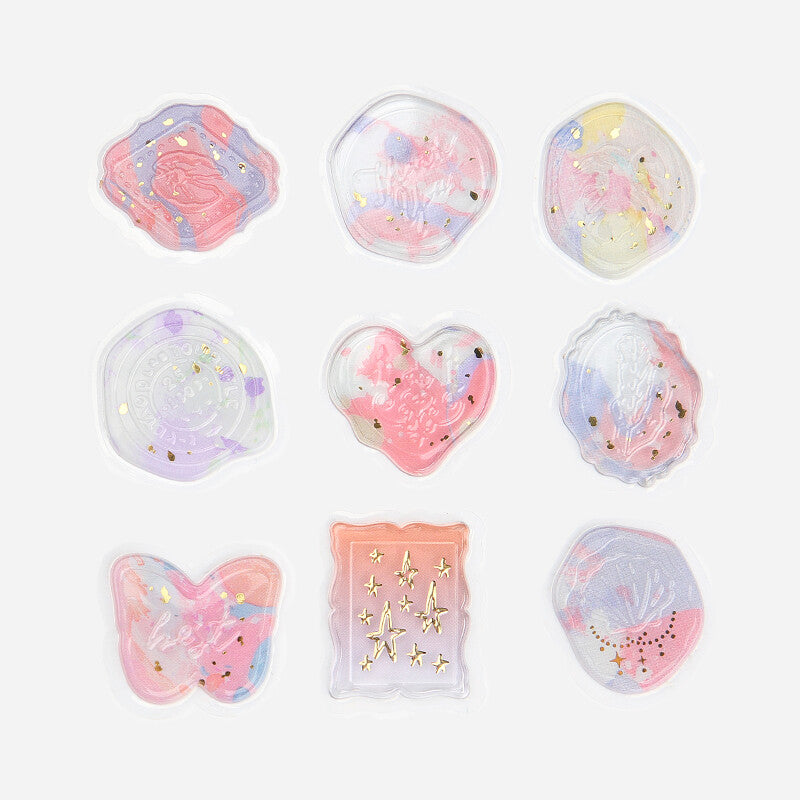 Sealing Wax Flake Stickers - Red