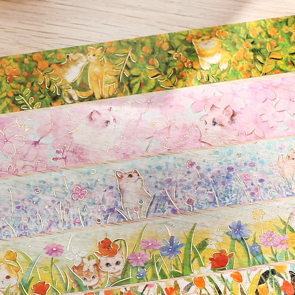 Cat & Flower Washi Tape - Can you find me?