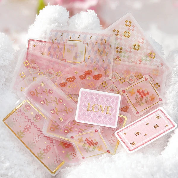 Knitting Flake Stickers - Pink