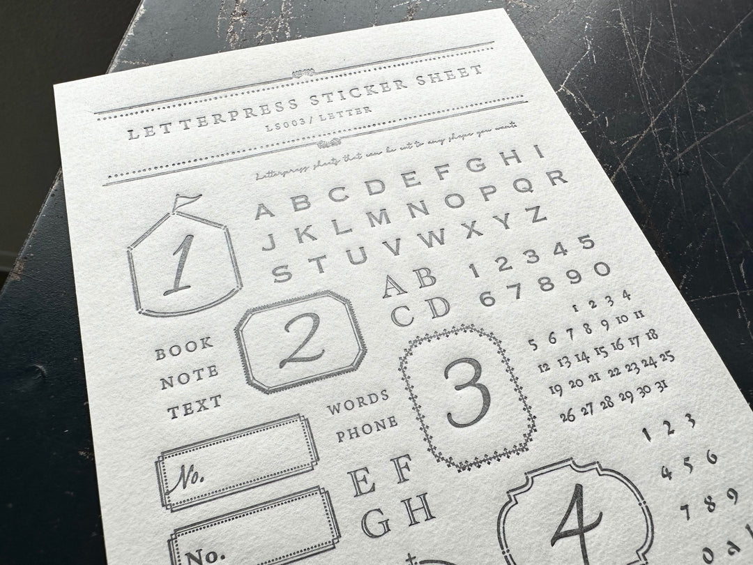 Letterpress Sticker Sheet - Dark Gray