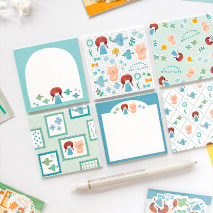 mizutama Limited Edition Petit Origami Memo Pad Set - Happy Blue Birds (120 sheets)