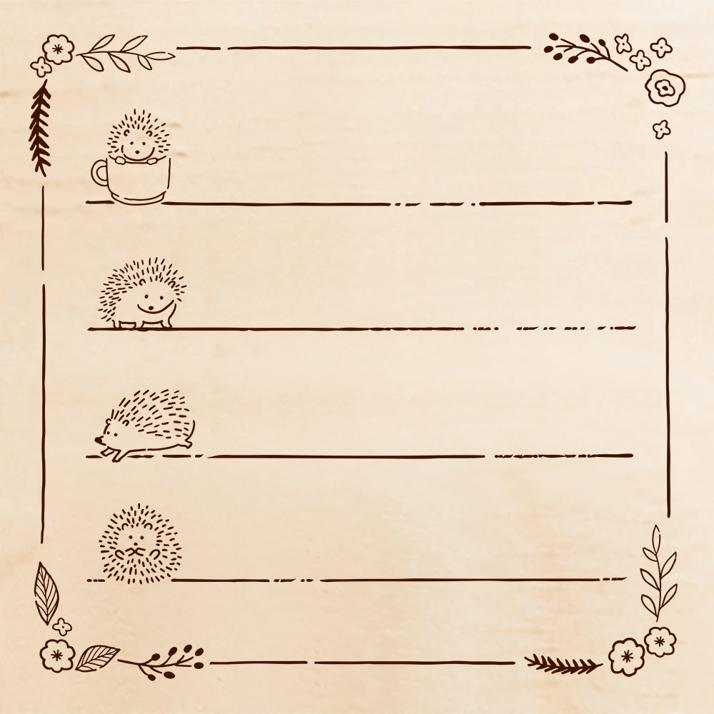 Square Rubber Stamp - Hedgehog To-do list