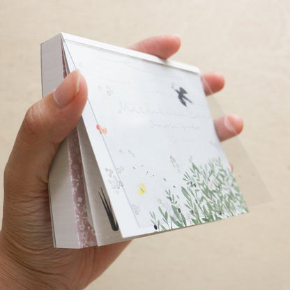 Yuko Omori Square Memo Pad - Flowers on the road