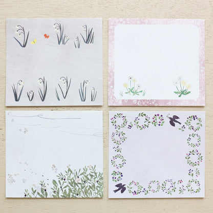 Yuko Omori Square Memo Pad - Flowers on the road
