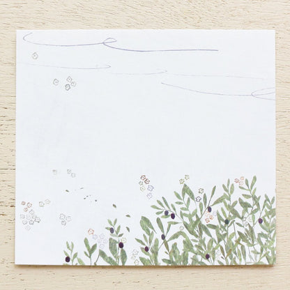 Yuko Omori Square Memo Pad - Flowers on the road