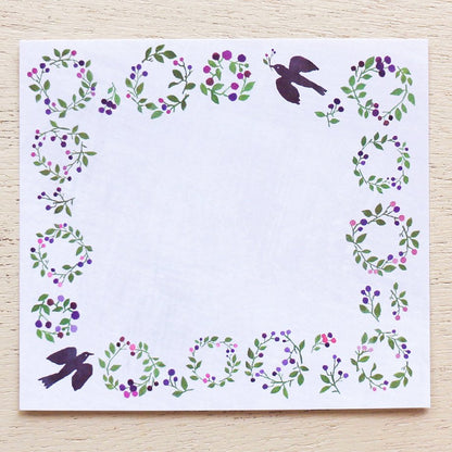 Yuko Omori Square Memo Pad - Flowers on the road
