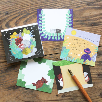 Hirose Beni Square Memo Pad - Forest Dream