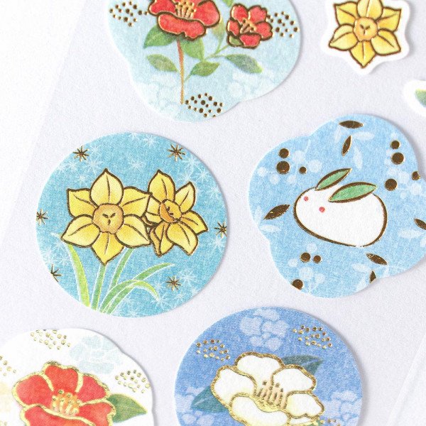 Washi Stickers - Japanese Winter Flowers