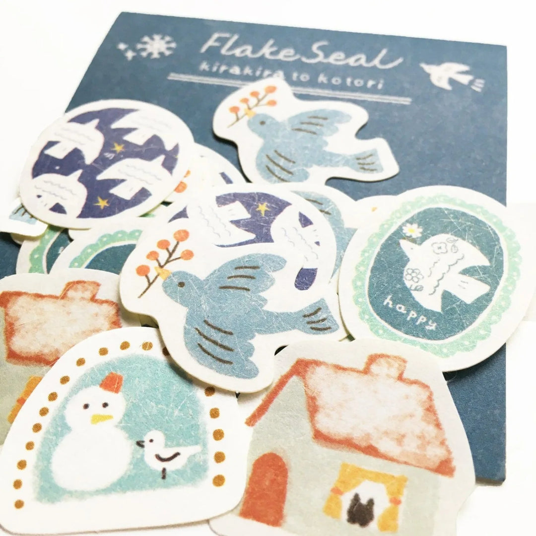 Winter Limited Flake Stickers - Blue Birds