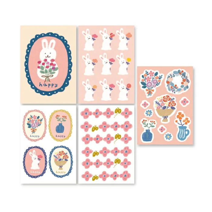 Winter Limited Flake Stickers - Flower Bunny