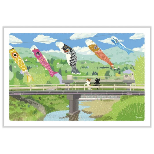 Traveling Cat Postcard - Spring / Golden Week