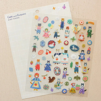 Aiko Fukawa Stickers - Cats and Buttoms