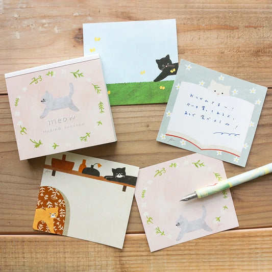 Mariko Fukuoka Square Memo Pad - Meow