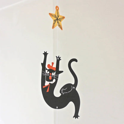 Black Cat Robin Mobile Card - Catching Stars