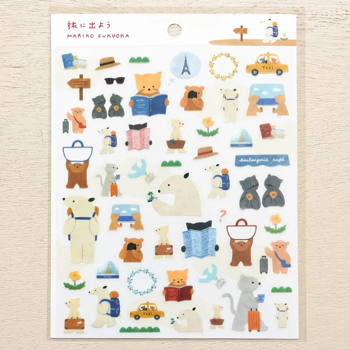 Mariko Fukuoka Cat Stickers - Let's Go on a Trip!