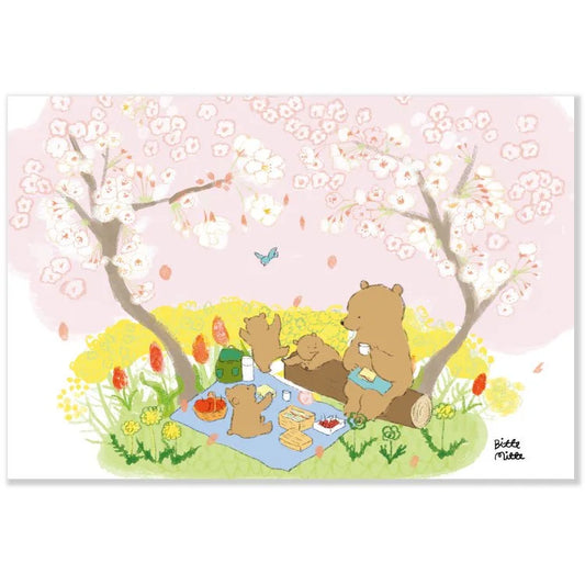 momoro Spring Postcard - Cherry Blossoms Picnic