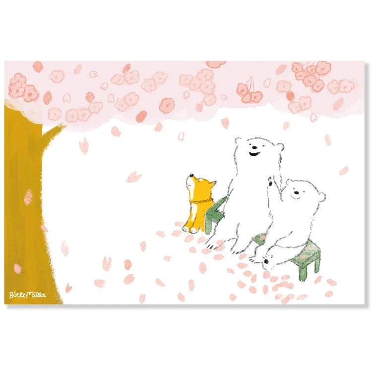 momoro Spring Postcard - Animals with Cherry Blossoms