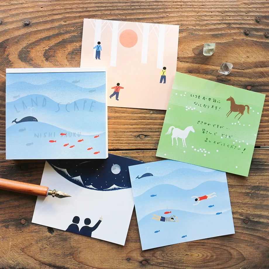 Nishi Shuku Square Memo Pad - Land Scape