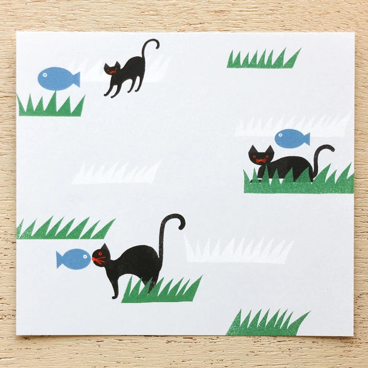 Nishi Shuku Square Memo Pad - Cat & Fish