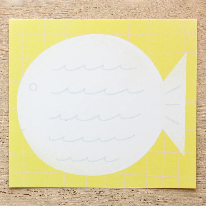 Nishi Shuku Square Memo Pad - Cat & Fish