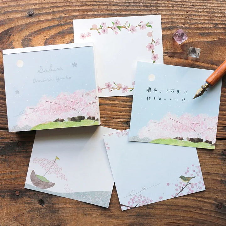 Yuko Omori Square Memo Pad - Cherry Blossoms