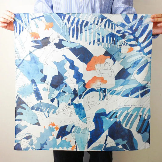 Sayuri Fujimaki Cotton 100% Handkerchief - Secret Rainforest