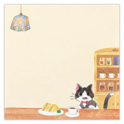 Cat Memo Pad - Retro Cafe