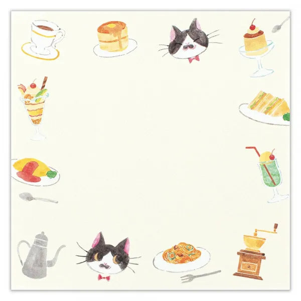 Cat Memo Pad - Retro Cafe