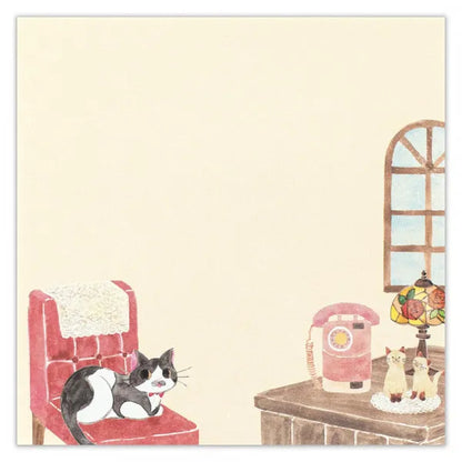 Cat Memo Pad - Retro Cafe